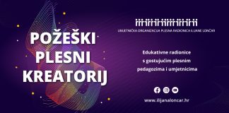 Najava prve radionice suvremenog plesa u 2025. u sklopu projekta “POŽEŠKI PLESNI KREATORIJ” pod vodstvom Tare Ferković
