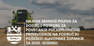 NAJAVA: Javni poziv za dodjelu potpora male vrijednosti za povećanje poljoprivredne proizvodnje na području županije za 2025. godinu