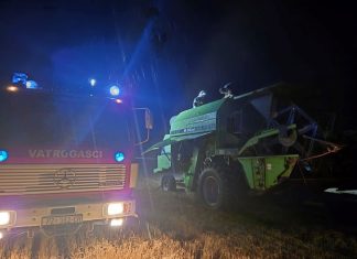 Izbio požar na kombajnu, šteta oko 500 eura
